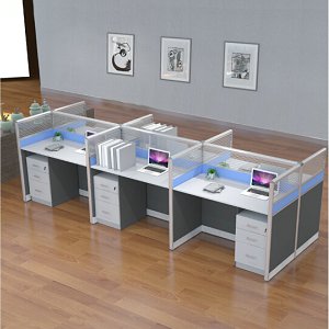 辦公家具現代簡約職員桌辦公屏風位隔斷辦公桌簡約員工位 直行六人位 含柜