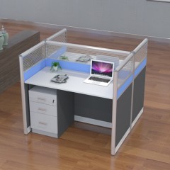 辦公家具現代簡約職員桌辦公屏風位隔斷辦公桌簡約員工位 直行兩人位 含柜
